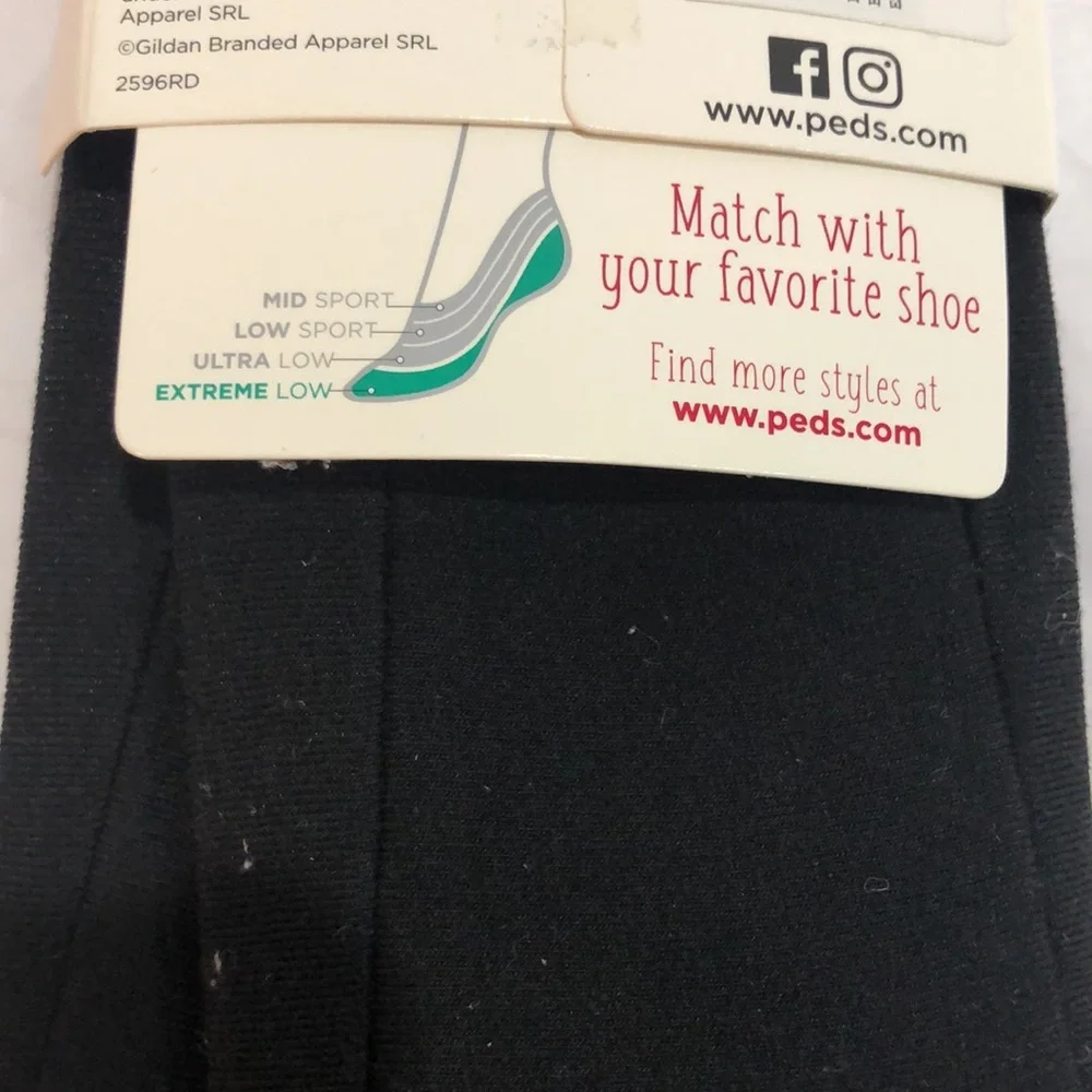 Peds extreme low liner‎ black no slip heel shoe liner 2pairs fits shoe size 5-10